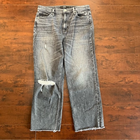 HUDSON Jeans Remi Straight Crop Jeans Black Wash Distressed Denim Size 30 - Picture 4 of 12